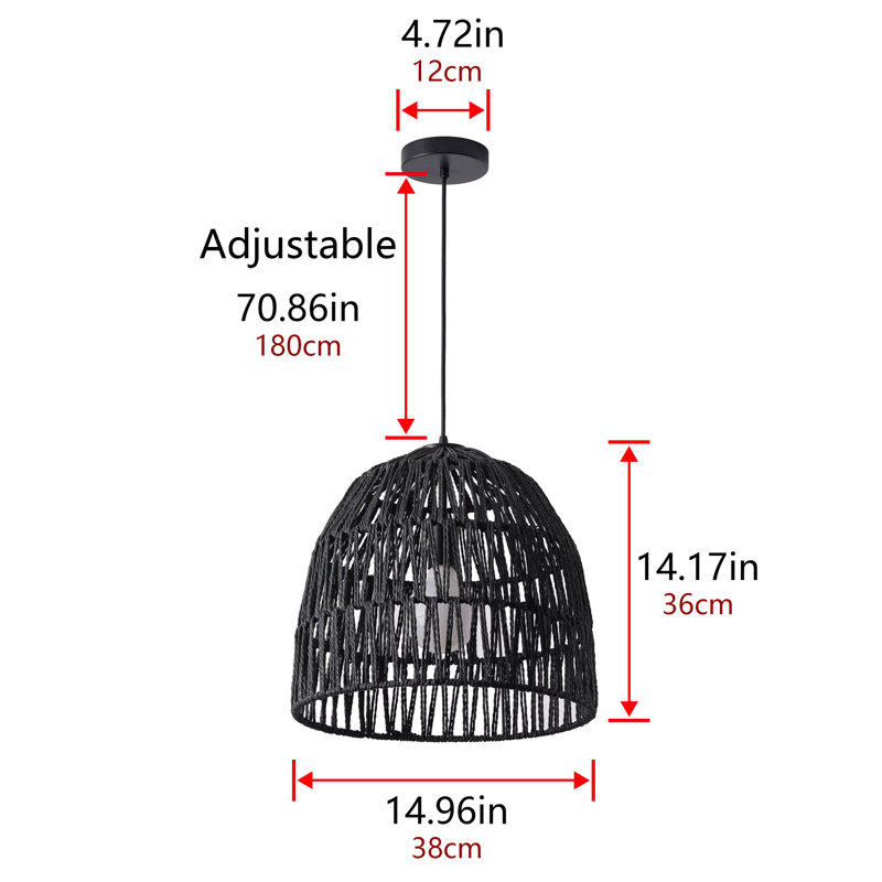 Wade Logan® Blaiklee 1-Light 14.96 inch Woven Black Finished Wade Logan® Blaiklee 1-Light 14.96 inch Woven Black Finished